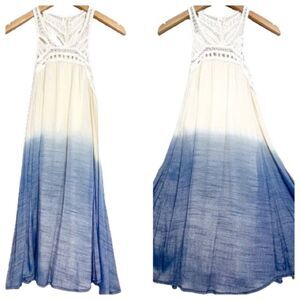 POEMA Flowy Dress Tunic Top Babydoll Sundress ombré tie dye racerback crochet S